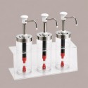 Distributore Dosatore Salse e Creme 3 Dispenser 1650 ml in Plexiglass, Acciaio e Finiture Bianche [a21813f7]