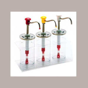 Distributore Dosatore Salse e Creme 3 Dispenser 1650 ml in Plexiglass, Acciaio e Finiture Bianche [f056cf1b]