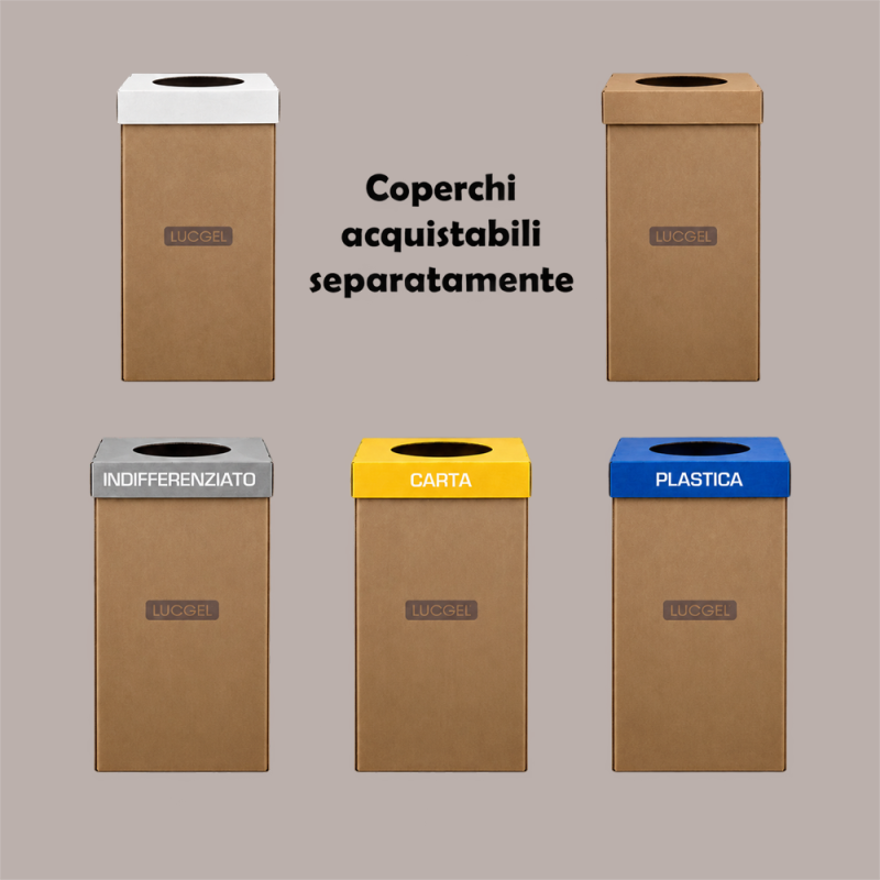Fondo Cestino Raccolta Differenziata in Carta Automontante Avana 38x38 H 77 cm 2 pezzi