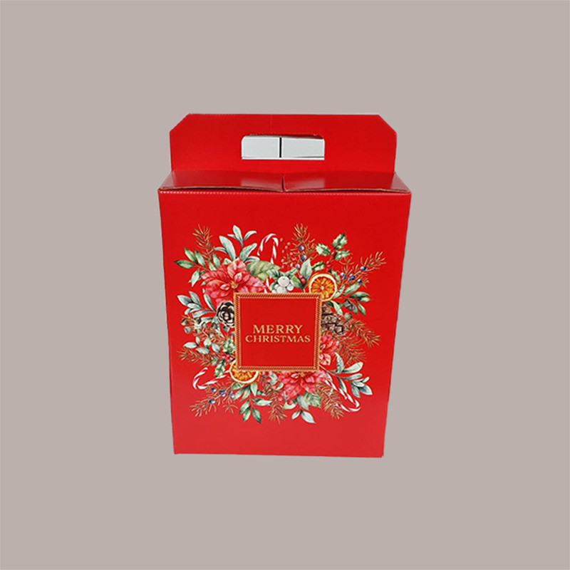 Scatola per Confezione Regalo Natale Porta Panettone Bottiglia Valigetta Media Cartoncino Rosso Merry Christmas 330x2 [c7fef97d]