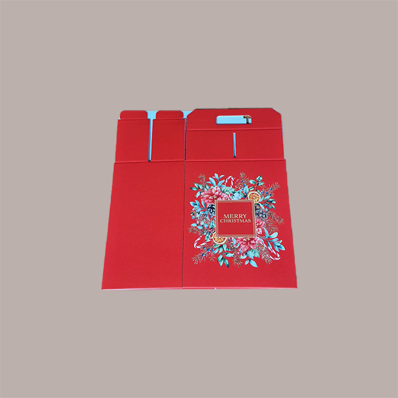 Scatola per Confezione Regalo Natale Porta Panettone Bottiglia Valigetta Media Cartoncino Rosso Merry Christmas 330x2 [bc246452]