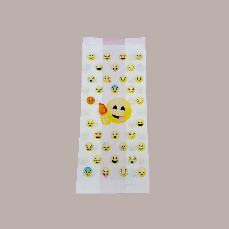 Sacchetto Carta Politenato Antigrasso grafica Gelato Emoticon Emoji 14+10x34cm 500 pezzi [70f7f00b]
