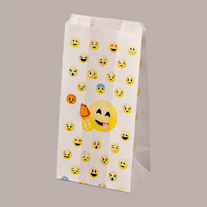 Sacchetto Carta Politenato Antigrasso grafica Gelato Emoticon Emoji 17+10x40cm 500 pezzi [64983641]