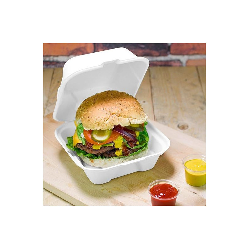 100 Pz Confezione da asporto per hamburger o panino grande a conchiglia in polpa di cellulosa ecologiche per alimenti [8bea3a87]