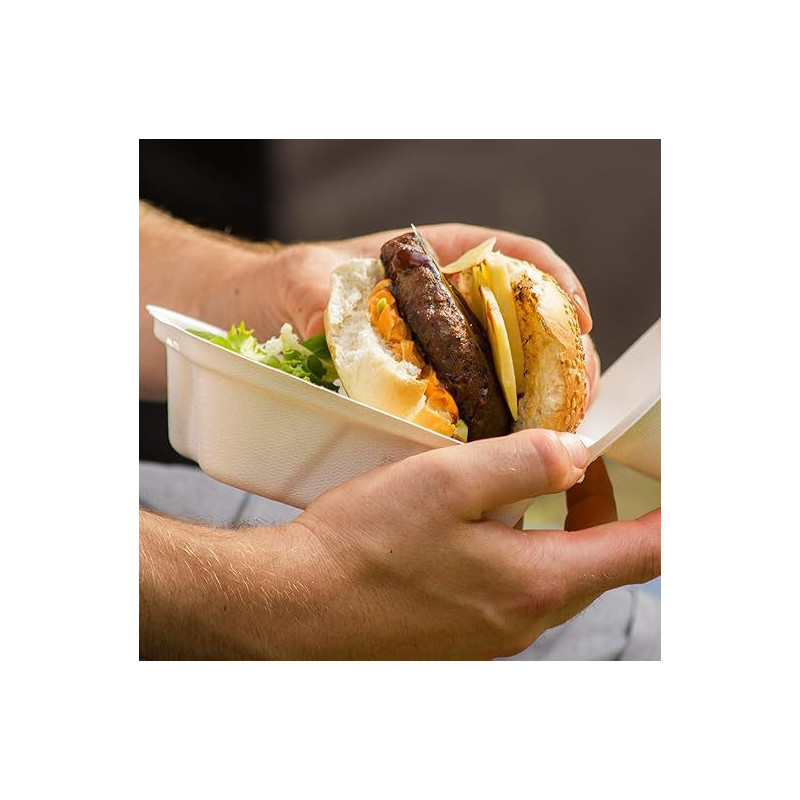100 Pz Confezione da asporto per hamburger o panino grande a conchiglia in polpa di cellulosa ecologiche per alimenti [3cf7fb83]