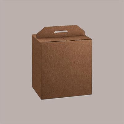 Scatola per Confezione Regalo Natale Porta Panettone Bottiglia Valigetta Piccola Cartoncino Marrone grafica effetto p [2c9a7fd4]