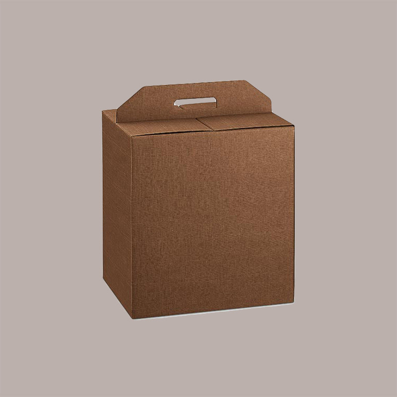 Scatola per Confezione Regalo Natale Porta Panettone Bottiglia Valigetta Piccola Cartoncino Marrone grafica effetto p [2c9a7fd4]