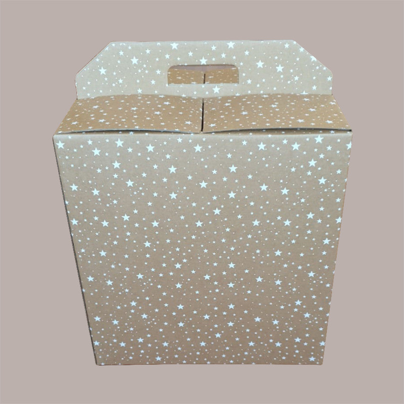 Scatola per Confezione Regalo Natale Porta Panettone Bottiglia Valigetta Media in Cartoncino Avana grafica Stelle Bia [b56580bd]