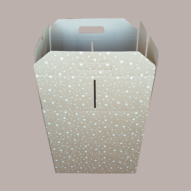Scatola per Confezione Regalo Natale Porta Panettone Bottiglia Valigetta Media in Cartoncino Avana grafica Stelle Bia [072806a7]