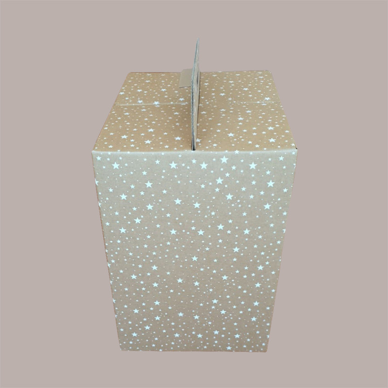 Scatola per Confezione Regalo Natale Porta Panettone Bottiglia Valigetta Grande in Cartoncino Avana grafica Stelle Bi [bb3c31be]