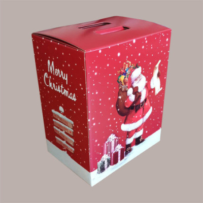 Scatola per Confezione Regalo Natale Porta Panettone Bottiglia Valigetta Piccola Cartoncino Rosso grafica Babbo Natal [ef41ffe2]