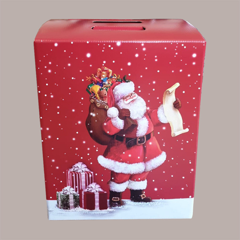 Scatola per Confezione Regalo Natale Porta Panettone Bottiglia Valigetta Piccola Cartoncino Rosso grafica Babbo Natal [3667bcef]
