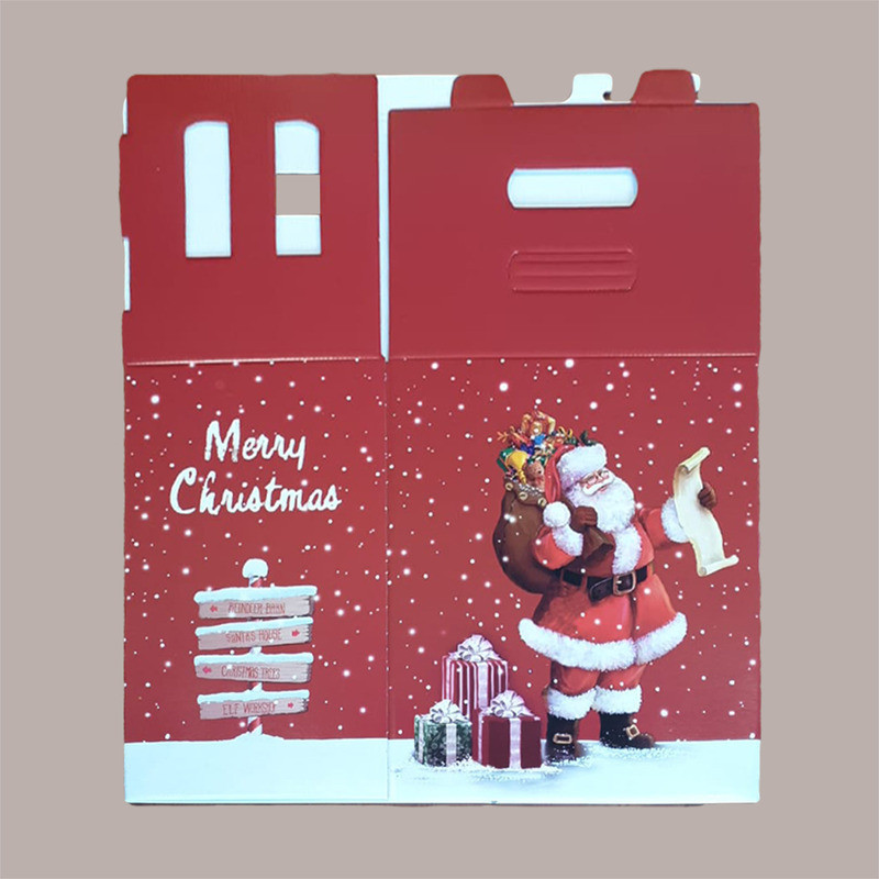 Scatola per Confezione Regalo Natale Porta Panettone Bottiglia Valigetta Piccola Cartoncino Rosso grafica Babbo Natal [842a3af5]