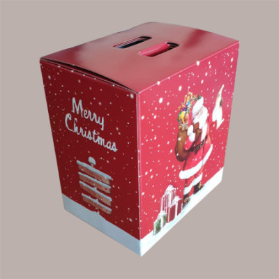 Scatola per Confezione Regalo Natale Porta Panettone Bottiglia Valigetta Media Cartoncino Rosso grafica Babbo Natale  [68ed27e3]