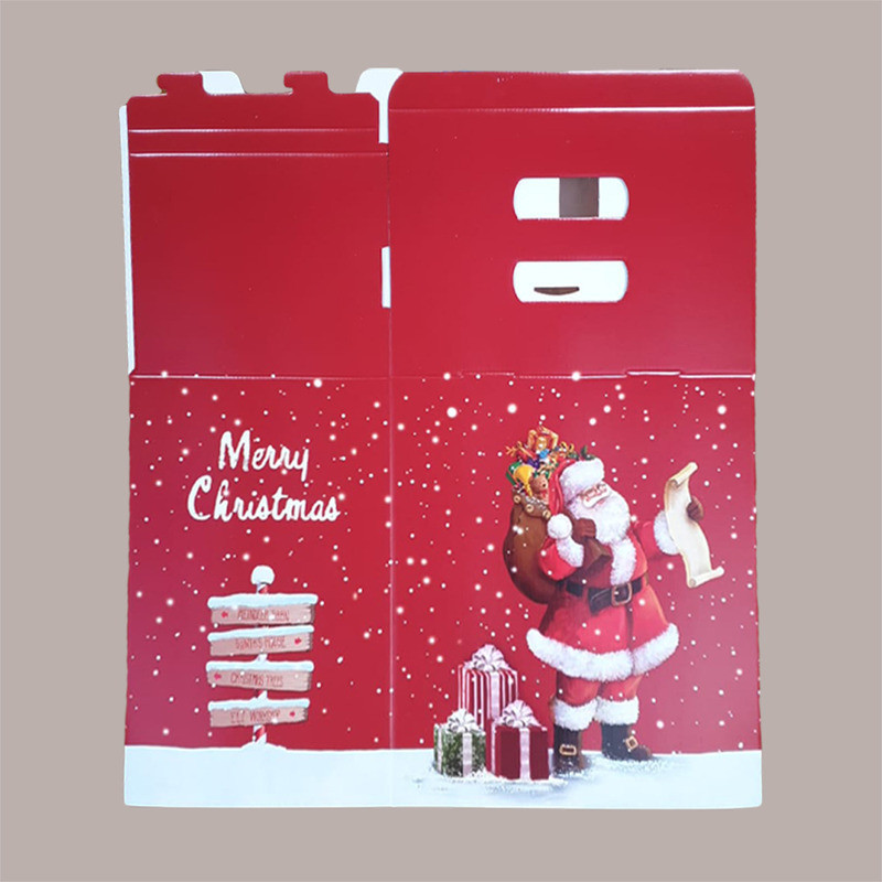 Scatola per Confezione Regalo Natale Porta Panettone Bottiglia Valigetta Media Cartoncino Rosso grafica Babbo Natale  [0386e2f4]