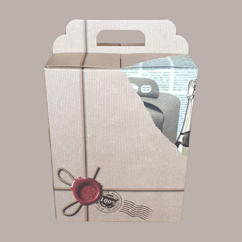 Scatola per Confezione Regalo Natale Porta Panettone Bottiglia Valigetta Piccola in Cartoncino Avana grafica Ceralacc [fcbd3dde]