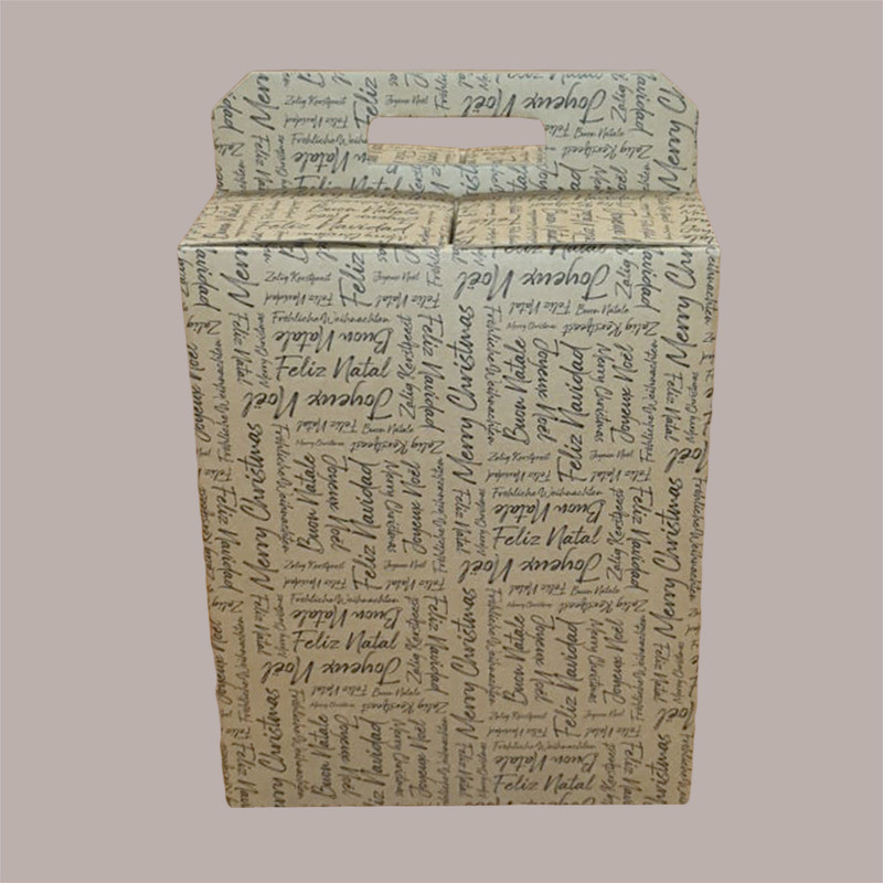 Scatola per Confezione Regalo Natale Porta Panettone Bottiglia Valigetta Piccola Cartoncino Avana grafica Words 280x2 [8f30863f]