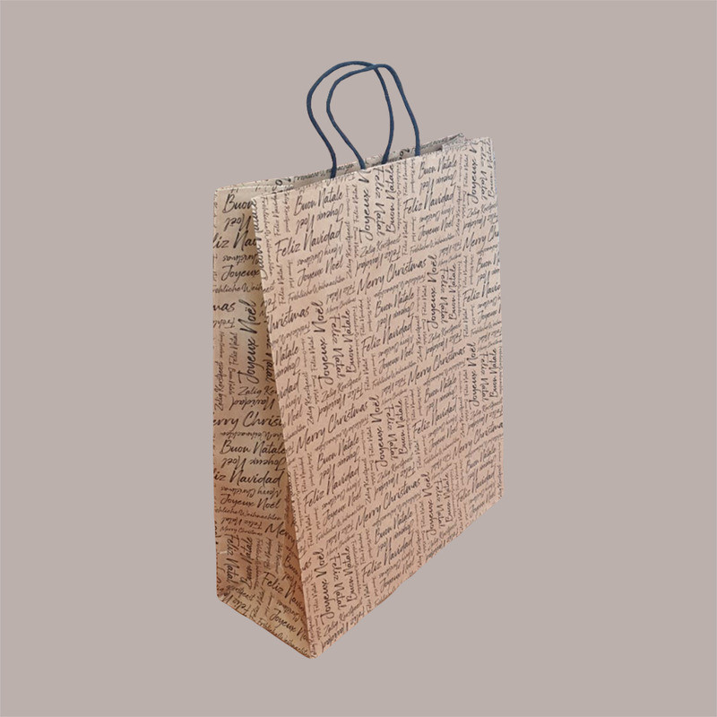 Scatola per Confezione Regalo Natale Porta Panettone Bottiglia Valigetta media Cartoncino Avana grafica Natale Words  [0b3b2521]