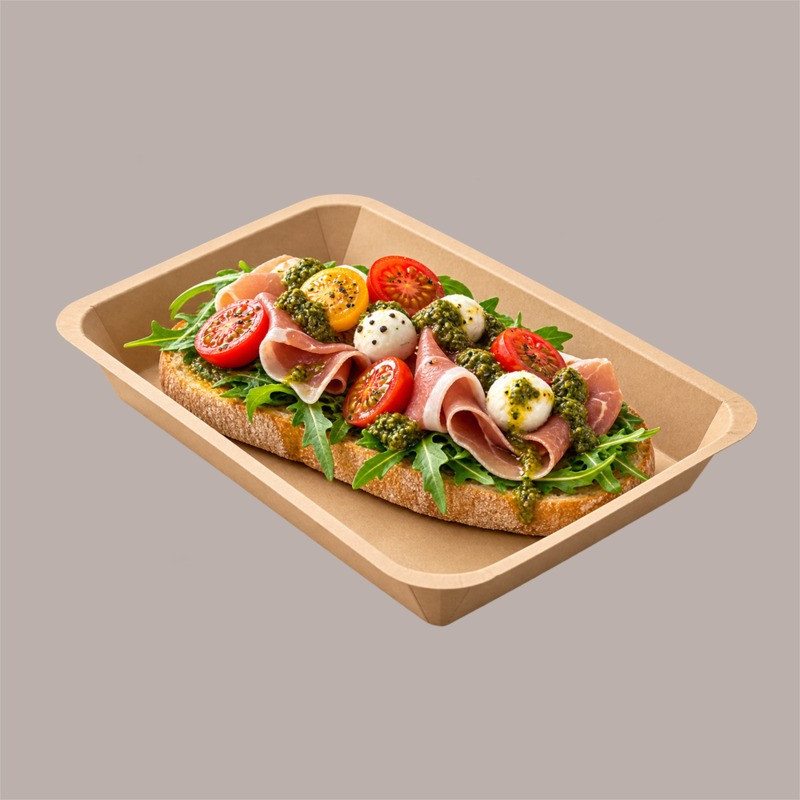 Vassoio per Alimenti in Carta Kraft Avana MT4 170x148H24 mm 100 Pz [9ab262af]