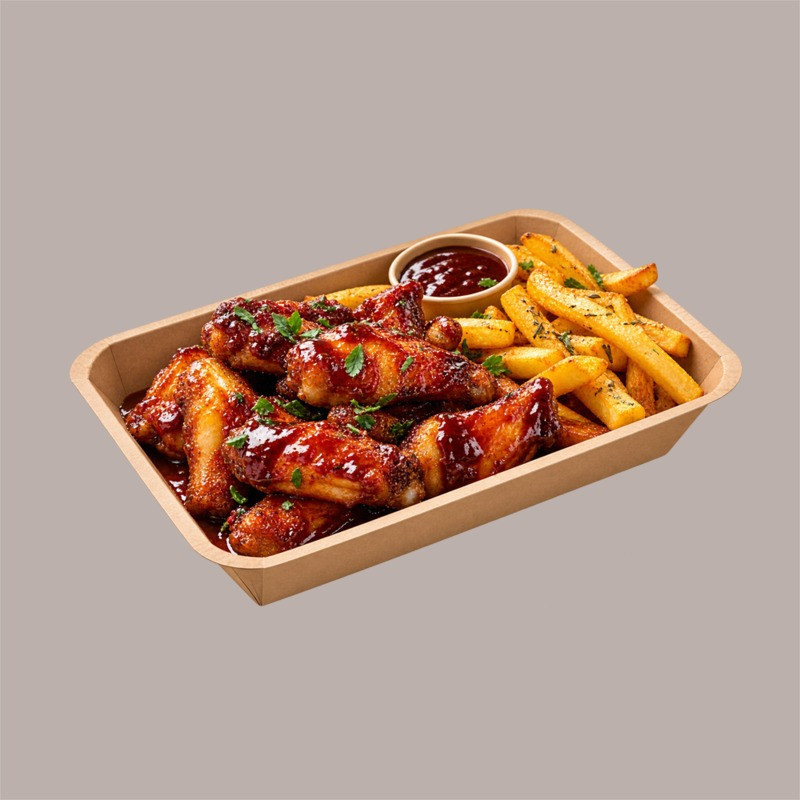 Vassoio per Alimenti in Carta Kraft Avana MT4 170x148H24 mm 100 Pz [9fe225b1]