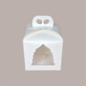 Scatola Porta Panettone Alto in Cartoncino Bianco con Finestra PVC Albero 200x200H180mm 10 pezzi [72fe7190]