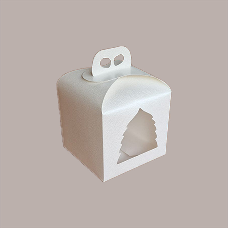 Scatola Porta Panettone Alto in Cartoncino Bianco con Finestra PVC Albero 200x200H180mm 10 pezzi [abd8329d]