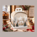 Scatola Porta Panettone Christmas Village in Cartone con Maniglia 200x200xH180 mm 10 Pz [e6a41214]