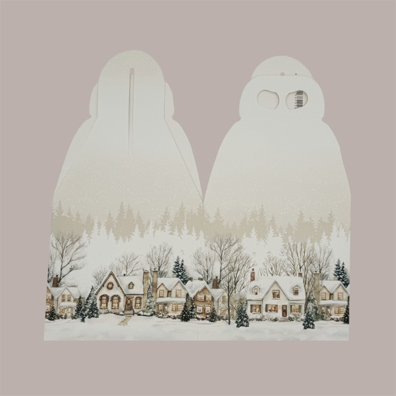 Scatola Porta Panettone Christmas Village in Cartone con Maniglia 200x200xH180 mm 10 Pz [e3f4550a]