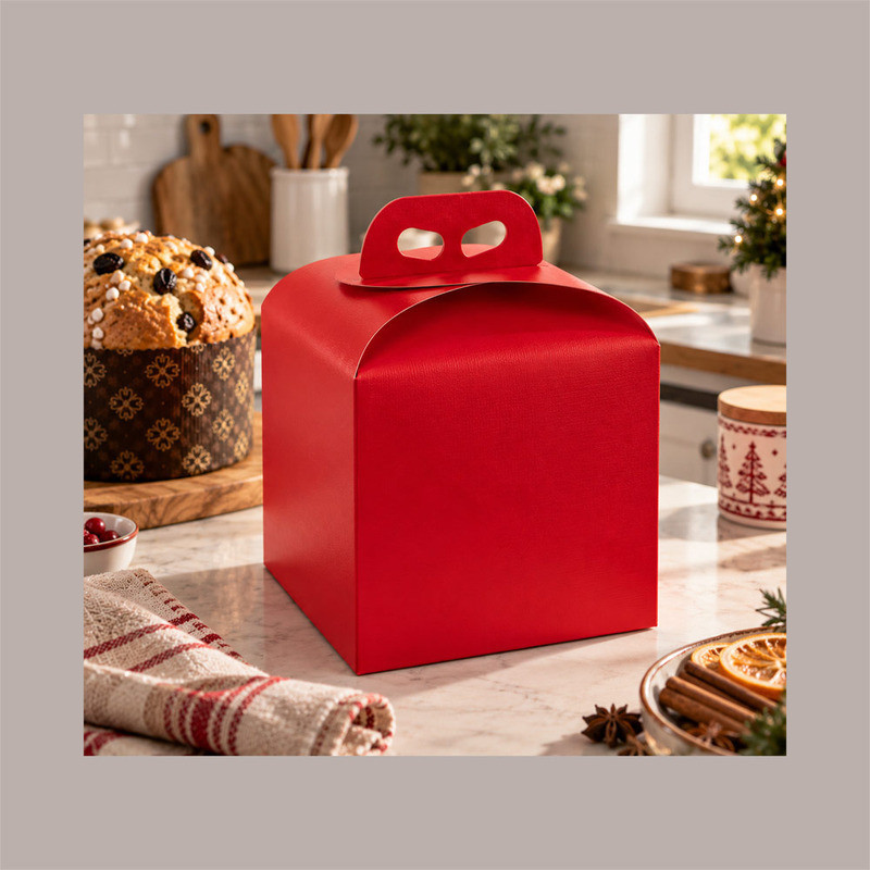 Scatola Porta Panettone Alto 1 Kg in Cartoncino Seta Rosso 20x20x18 cm Confezione 10 Pz [f18498b4]