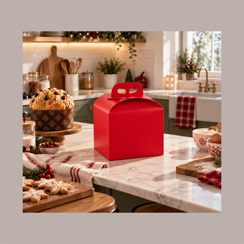 Scatola Porta Panettone Alto 1 Kg in Cartoncino Seta Rosso 20x20x18 cm Confezione 10 Pz [469959b0]