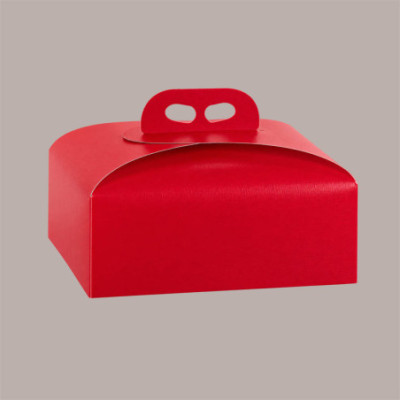 Scatola Porta Panettone Basso da 1 Kg in Cartoncino Seta Rosso 245x245x130 mm Confezione 10 Pz [a157b2bb]