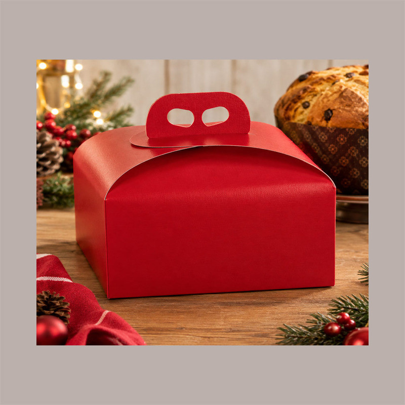 Scatola Porta Panettone Basso da 1 Kg in Cartoncino Seta Rosso 245x245x130 mm Confezione 10 Pz [7871f1b6]