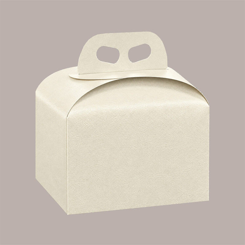 Scatola Porta Panettone Basso da 1 Kg in Cartoncino Bianco grafica effetto pelle 245x245x130mm 10 pezzi [7cecfdc6]