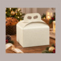 Scatola Porta Panettone Basso da 1 Kg in Cartoncino Bianco grafica effetto pelle 245x245x130mm 10 pezzi [a5cabecb]