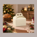 Scatola Porta Panettone Basso da 1 Kg in Cartoncino Bianco grafica effetto pelle 245x245x130mm 10 pezzi [12d77fcf]