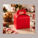 Scatola Porta Panettone Piccolo da 100gr in Cartoncino Fibra Rosso 100x100H100mm 20 pezzi [c13581b1]