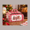 Scatola Porta Panettone Basso 1 Kg in Cartoncino Rosso con Grafica Babbo Natale 245x245H130 mm Confezione 10 Pz [0aefa2b9]