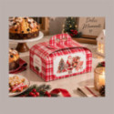 Scatola Porta Panettone Basso 1 Kg in Cartoncino Rosso con Grafica Babbo Natale 245x245H130 mm Confezione 10 Pz [d699a6aa]