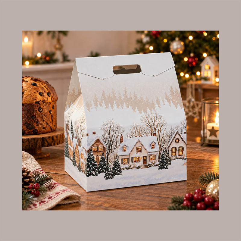 Baulotto Christmas Village con Maniglia per Panettone e Confezioni Regalo 330x250x390 mm 10 Pz [64c393b1]