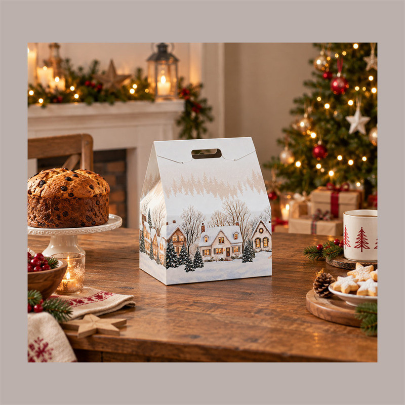 Baulotto Christmas Village con Maniglia per Panettone e Confezioni Regalo 330x250x390 mm 10 Pz [d3de52b5]