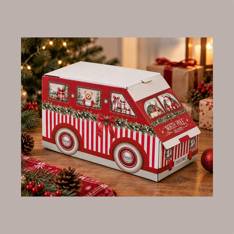 Scatola Natalizia Furgoncino Rosso 200x120H120 mm per Confezioni Regalo 10 Pz [49dc5cbe]
