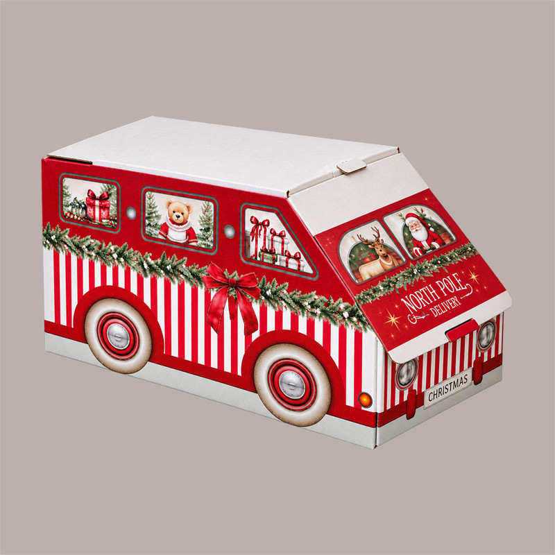 Scatola Natalizia Furgoncino Rosso 200x120H120 mm per Confezioni Regalo 10 Pz [9423abab]