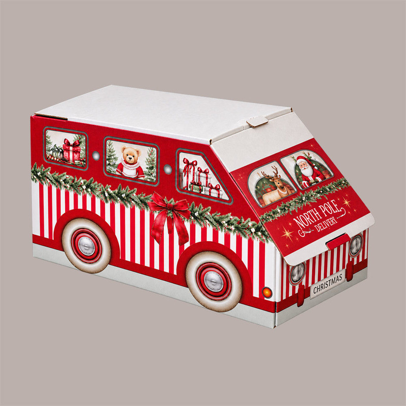 Scatola Natalizia Furgoncino Rosso 200x120H120 mm per Confezioni Regalo 10 Pz [9423abab]