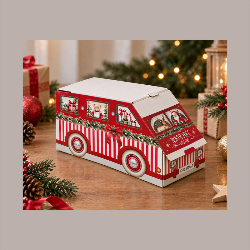 Scatola Natalizia Furgoncino Rosso 200x120H120 mm per Confezioni Regalo 10 Pz [266e2db1]