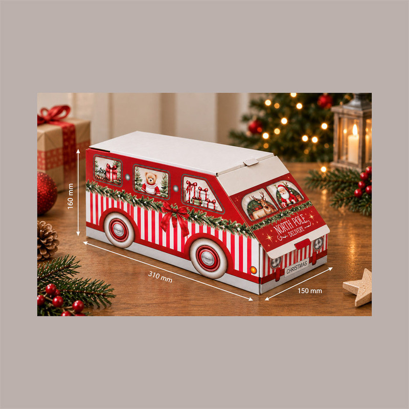 Scatola Natalizia Furgoncino Rosso 310x150H160 mm per Confezioni Regalo 10 Pz [8e1da4a4]