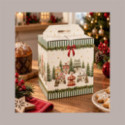 Scatola per Confezione Regalo Natale Porta Panettone Bottiglia Valigetta Piccola Cartoncino grafica WINTER FOREST Ver [beacbda1]