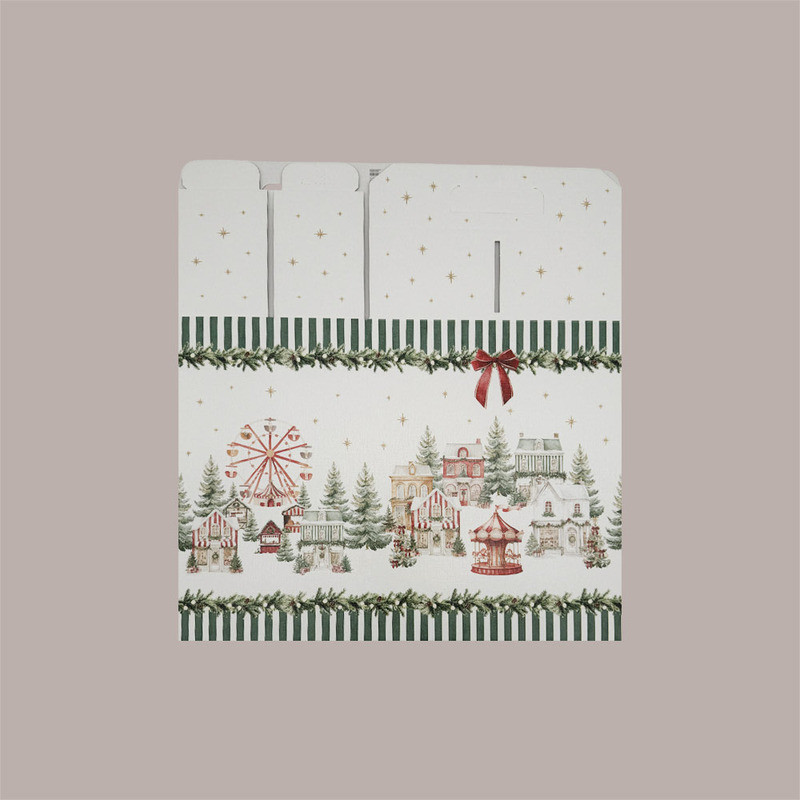 Scatola per Confezione Regalo Natale Porta Panettone Bottiglia Valigetta Piccola Cartoncino grafica WINTER FOREST Ver [0ce13bbb]