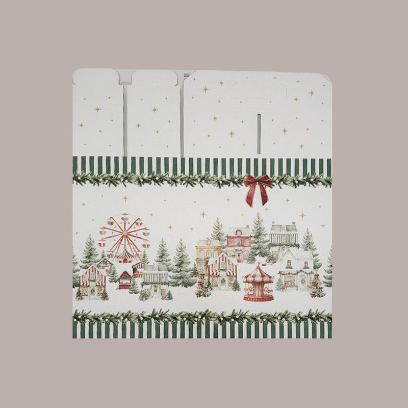 Scatola per Confezione Regalo Natale Porta Panettone Bottiglia Valigetta Cartoncino grafica WINTER FOREST Verde  330x [d8d7a4a8]