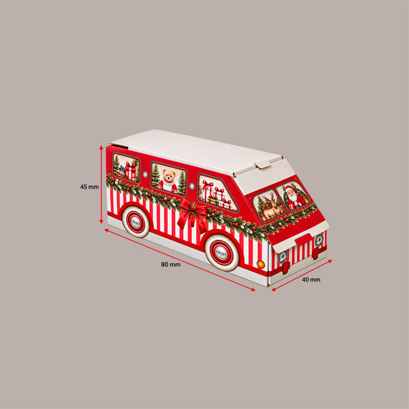 Scatola Natalizia Mini Furgoncino Rosso 80x40H45 mm per Confezioni Regalo 20 Pz [ed36fab3]
