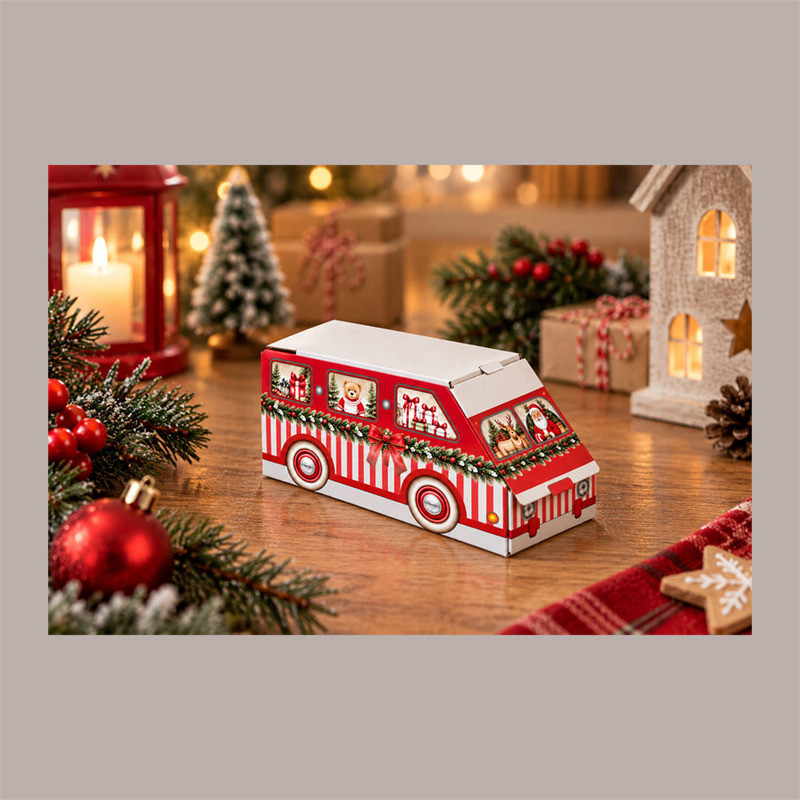 Scatola Natalizia Mini Furgoncino Rosso 80x40H45 mm per Confezioni Regalo 20 Pz [5f7b7ca9]